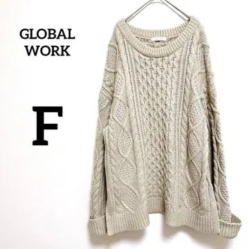 GLOBAL WORK 케이블 니트 스웨터 아이보리 [ F ]