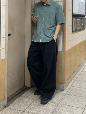 GAP 반팔 체크 셔츠