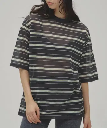 투데이풀 Sheer Border T-shirt 인디고 블루