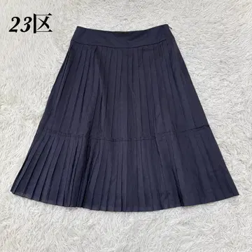 [새상품급] 23구 종아리 기장 스커트 플리츠 38 네이비 무지
