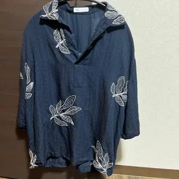 ZARA 피케 셔츠 리프 자수 S 사이즈