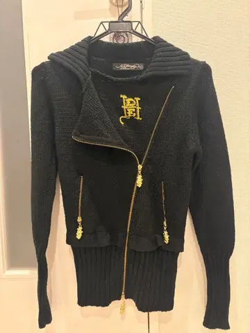 Ed Hardy 니트 자켓 라이더풍 블랙