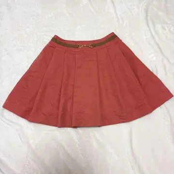 JAYRO S 플레어 스커트 비트 벨트 금장 장식 무지 코랄 핑크