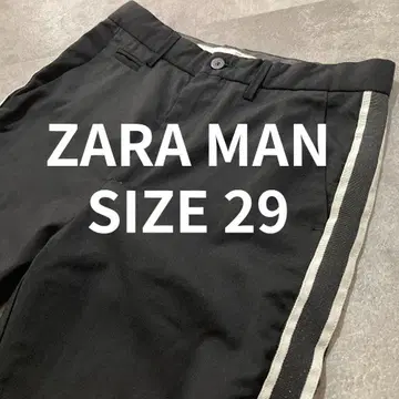 [ ZARA MAN ] 자라 맨 사이드 라인 앵클 테이퍼드 팬츠 블랙