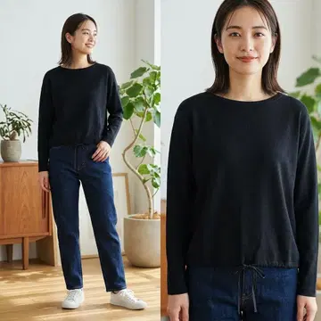 새상품 BEARDSLEY 긴팔 티셔츠 보트넥 블랙 F 일본제