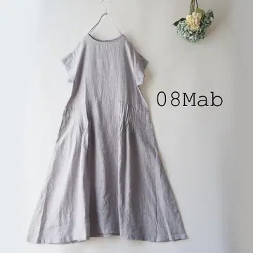 새상품 할인 08Mab*여름 얇은 그레이*리넨 샴브레이 로우웨스트 절개 원피스 1201