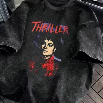 THRILLER 패턴 워시드 T셔츠 루즈핏 마이클 잭슨