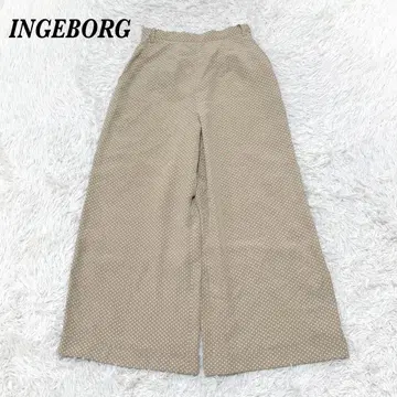 INGEBORG 사이드 버튼 얇은 소재 와이드 팬츠 베이지 도트