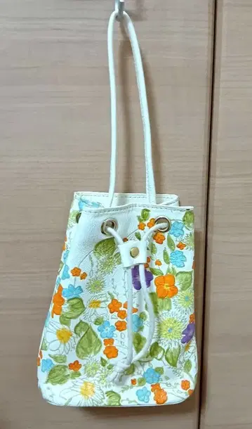 유카타에도! 히메지 히메가와 세공 복조리 백 전통 공예품 꽃무늬 백색 무두질 가죽 (모리바나 오렌지)