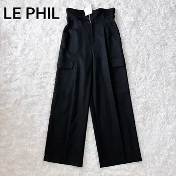[택 포함 새상품] LE PHIL 폴리에스테르 와이드 팬츠 블랙 1 아름다운 실루엣