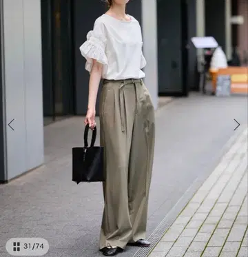 SLOBE IENA 슬로브 이에나 벨티드 2턱 스트레이트 팬츠