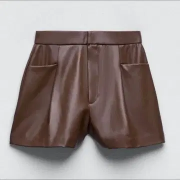 ZARA 인조 가죽 숏팬츠 브라운