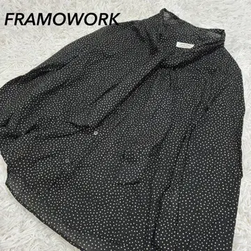 프레임워크 보타이 블라우스 도트 무늬 블랙 긴팔 프리 사이즈