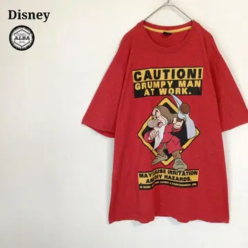 Disney 디즈니 T셔츠 GRUMPY 오코린보 90s 빨간색 L