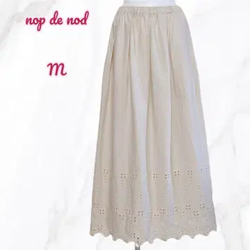 새상품 노프드노드 자수 롱 스커트 허리밴딩 (M) 린넨 혼방