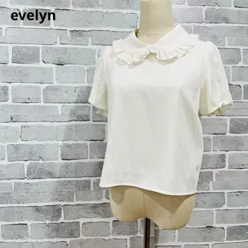 evelyn 에블린 프릴 옷깃 반팔 블라우스 화이트 걸리시 C782