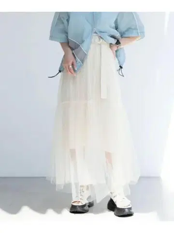 RAGE BLUE 레이어드 샤샤 스커트 화이트 4703