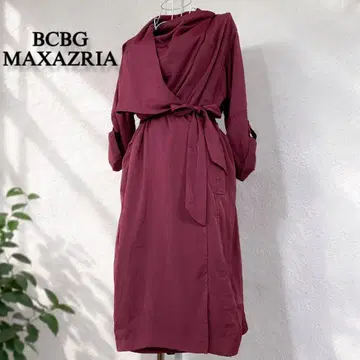BCBG MAXAZRIA 새틴 랩 드레스 보르도 카슈쿨 리본
