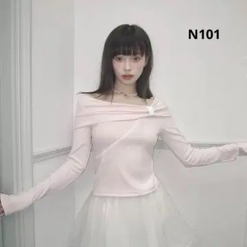여성용 긴팔 오프숄더 상의 발레코어 핑크 4722