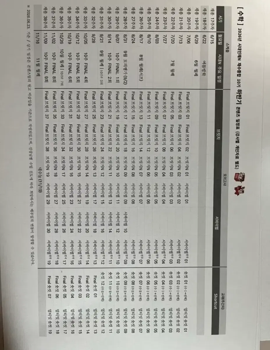 시대인재 재종 올해 자료 대량으로 싸게 팔아요