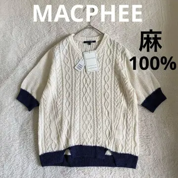 [ 새상품 ] MACPHEE 린넨 100% 썸머 니트 케이블 반팔 1 린넨