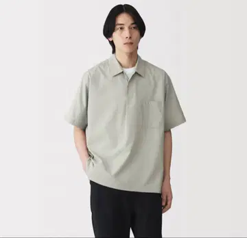 무인양품 신사 바람이 통하는 반팔 직물 피케 셔츠