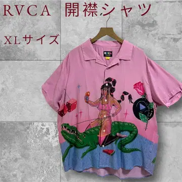 RVCA 반팔 오픈 카라 셔츠 핑크 XL 사이즈