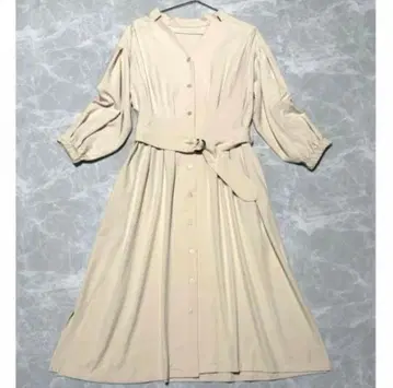 캐서린 로스 허리 턱 V넥 긴팔 셔츠 원피스 아이보리 M
