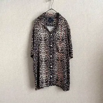 ALLSAINTS 레오파드 아로하 셔츠 핑크 오픈 카라 L 사이즈