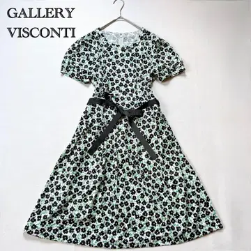 GALLERY VISCONTI 플레어 원피스 꽃무늬 A라인 리본
