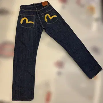EVISU No.2 2001 33 x 35 일본제 적색 귀 노란색 갈매기 다크 네이비