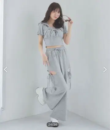 MAJESTIC LEGON 슬릿 장식 반짝이 스웨트 팬츠 M