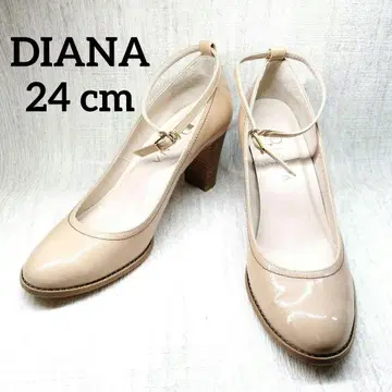 DIANA 펌프스 에나멜 베이지 24cm 힐 스트랩