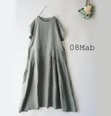 새상품 할인 08Mab*여름 옅은 그린*리넨 샹 로우웨스트 절개 원피스 1201