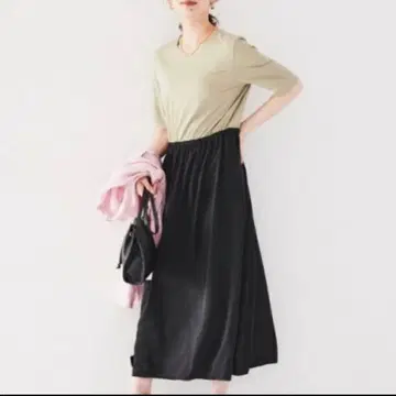 언타이틀 저리 소재 5부 소매 이소재 도킹 원피스 42