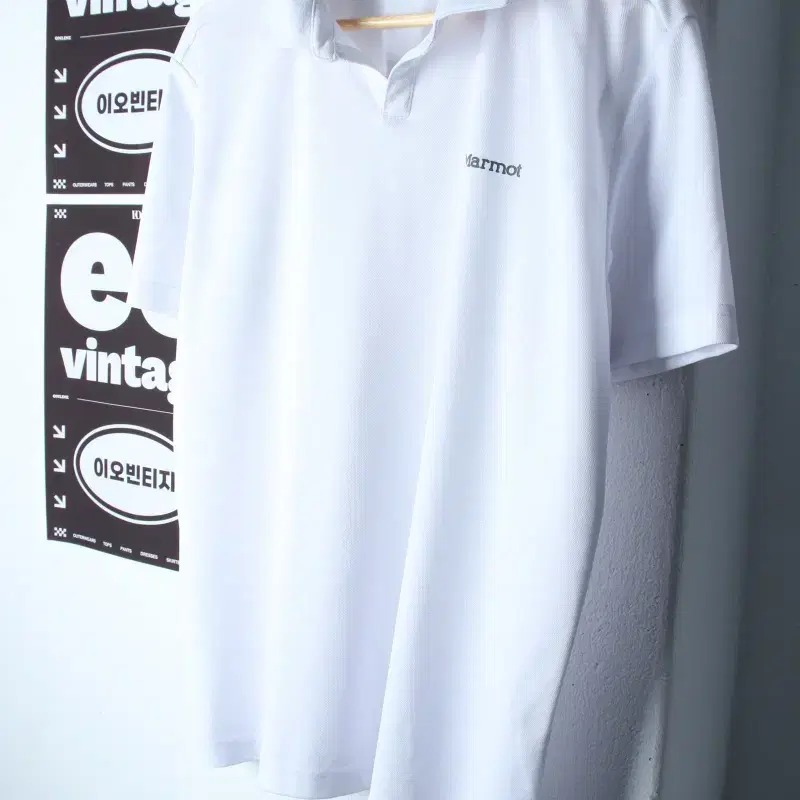 (XL) 마모트 반팔 카라 티셔츠 기능성 브이넥 화이트-H35163