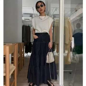 [ameri] DENIM TIERED SKIRT