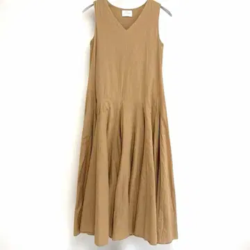 UNITED ARROWS 코튼 V넥 맥시 원피스 베이지
