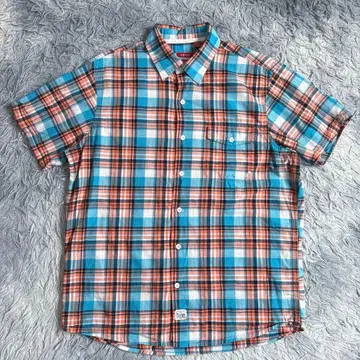 IZOD 아이조드 반팔 체크 셔츠 M 코튼 셔츠 멀티 컬러