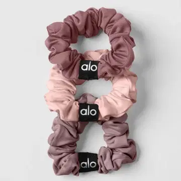 alo yoga 미니 스크런치 3개 세트 더스티 핑크 그레이지