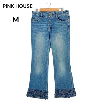 PINK HOUSE 밑단 프릴 데님 팬츠 라이트 블루 M 스트레치 있음