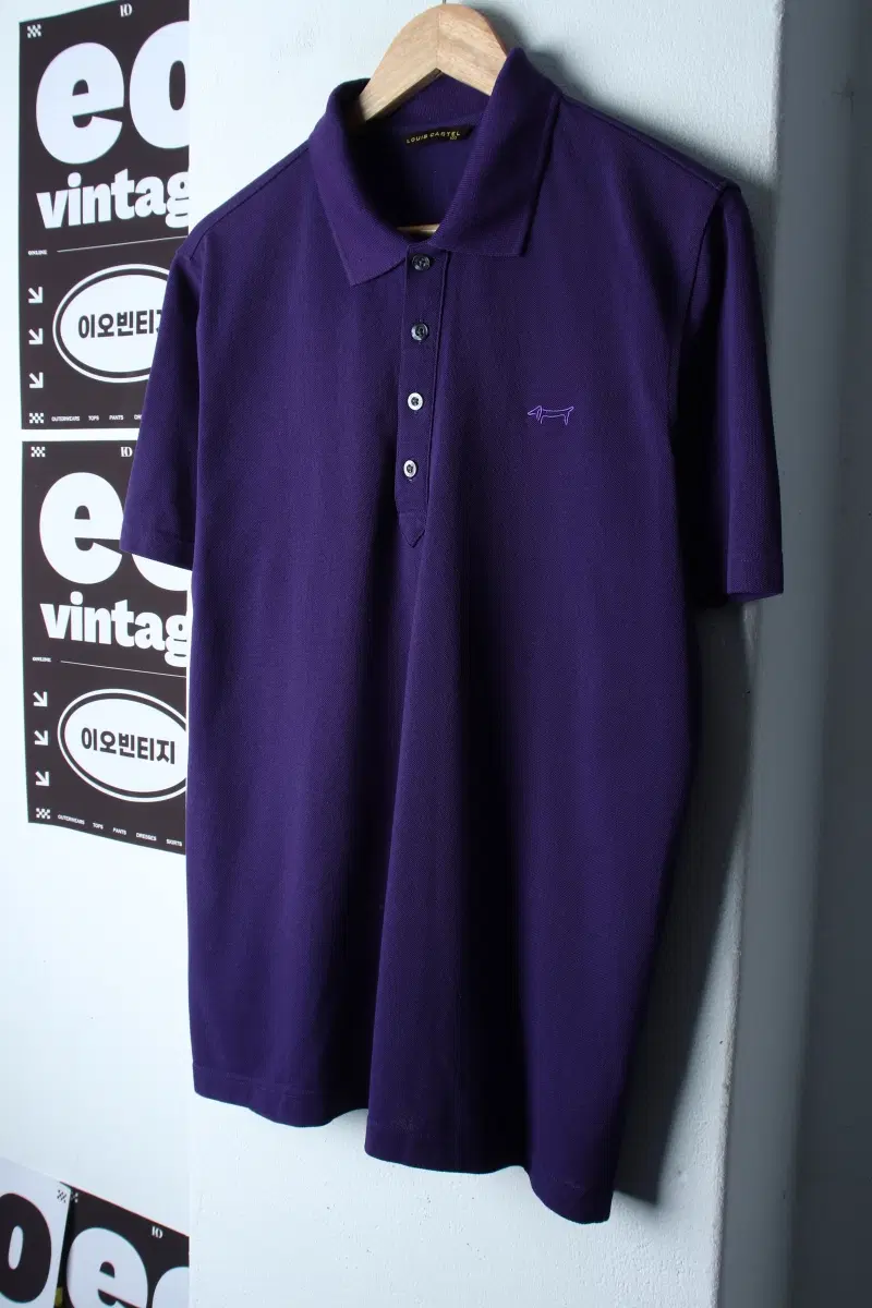 (L-XL) 루이까스텔 반팔 카라 티셔츠 골프 기능성 퍼플-H35179