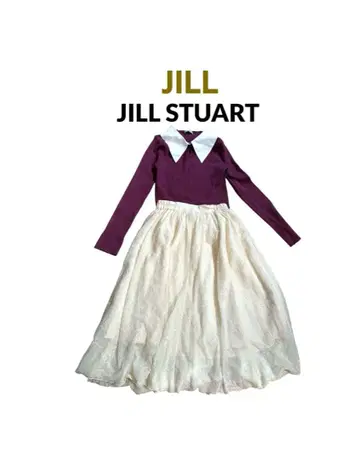 JILL by JILLSTUART 라인 자수 플레어 스커트 아이보리 FR