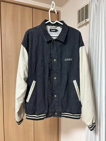XLARGE 데님 자켓 바시티 자켓 스타일 블랙 L 사이즈