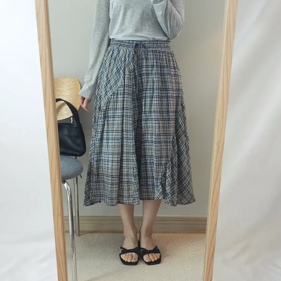 (S)써스데이아일랜드 여성 밴딩 롱 스커트 체크 K1W4454
