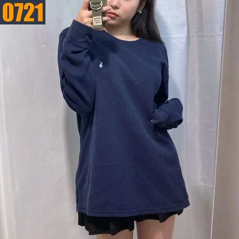 105 POLO 폴로 랄프로렌 네이비 와플 패턴 긴팔 티셔츠