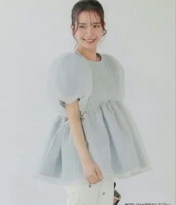 fit more 크링클 시어 오간자 페플럼 상의