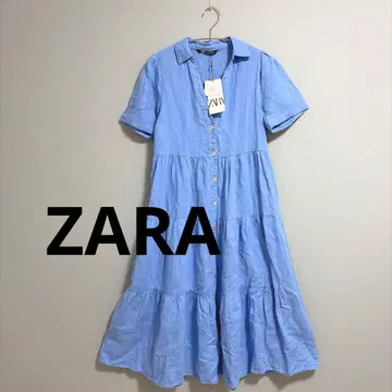 ZARA 반팔 셔츠 원피스 티어드 린넨 코튼 집에서 세탁 가능