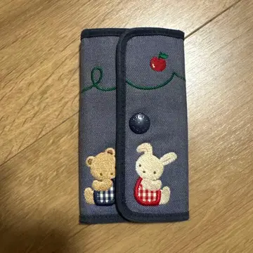 파미리아 곰과 토끼 자수 장식 키케이스