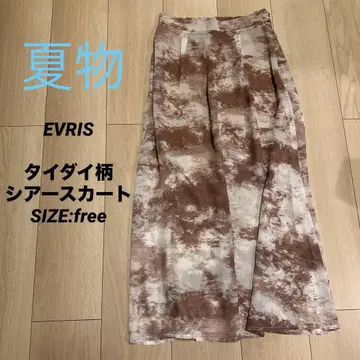 EVRIS 시어 스커트 롱 스커트 타이다이 패턴 외국풍 GAL